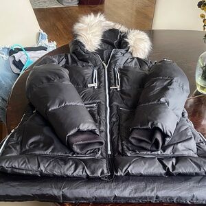 DKNY Black Jacket with Fur Trim